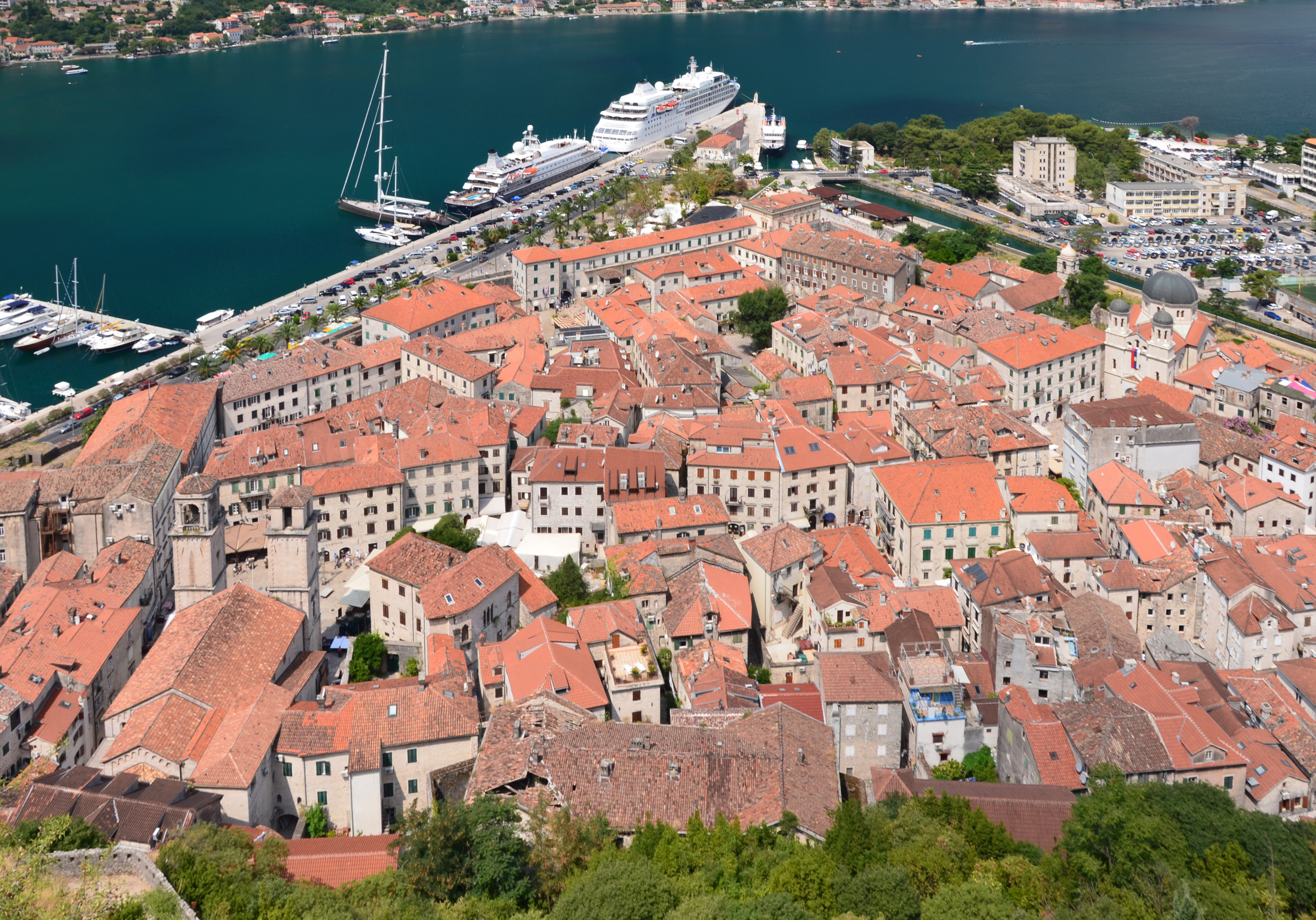Family exploring Kotor from cruise ship
